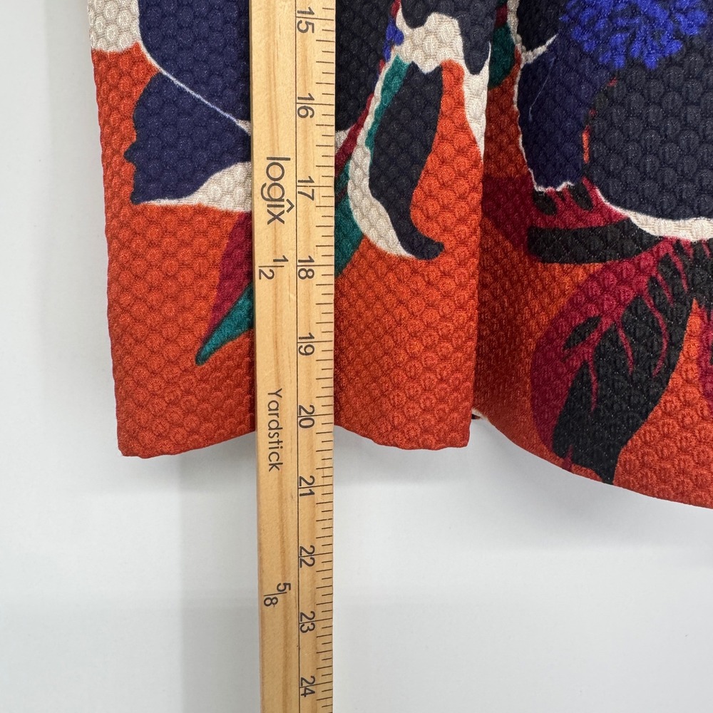 Anthropologie Maeve Skirt 12 Maira Brocade Floral Mini Orange Textured Retro - Picture 7 of 13